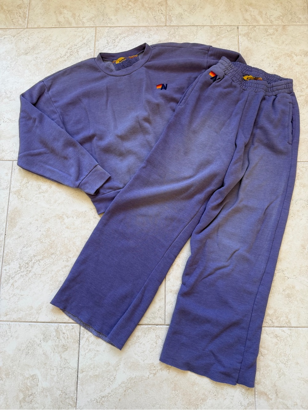 AVIATOR NATION Faded Grape Purple Sweatsuit Sweatshirt Sweatpants